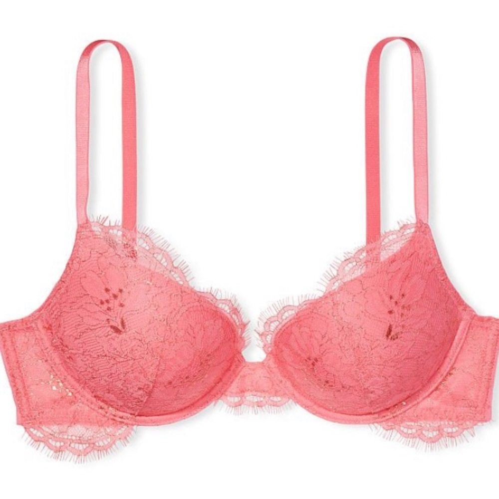 Coral Victoria’s Secret Very Sexy padded push-up bra 34DDD